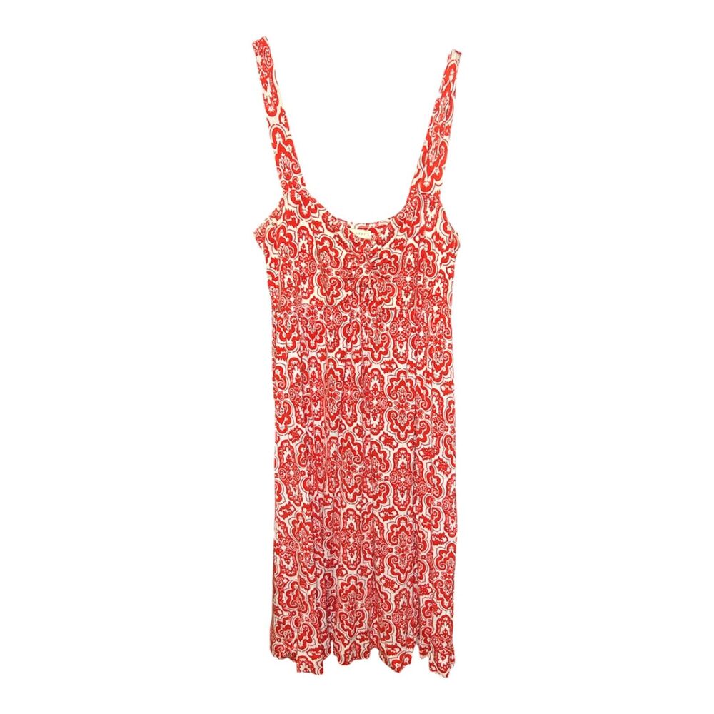 Weston Wear red and ivory floral print dress L